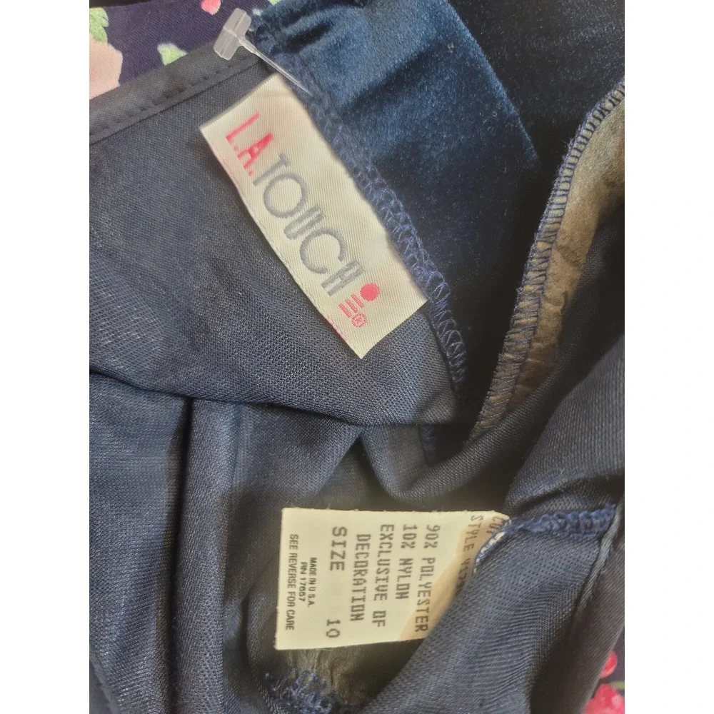 Vintage Girls Dress Size 10 Blue Floral L.A. Touch Lot Of 2